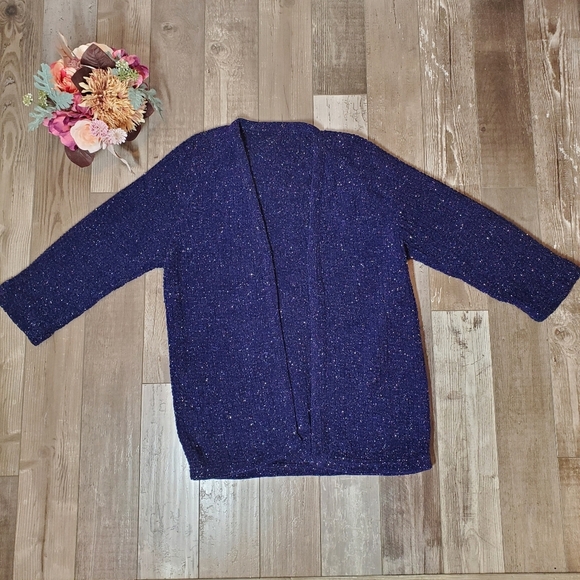 Women's Navy Blue Open Front Knit Long Sleeve Cardigan Size Large/XL EUC - Picture 13 of 14
